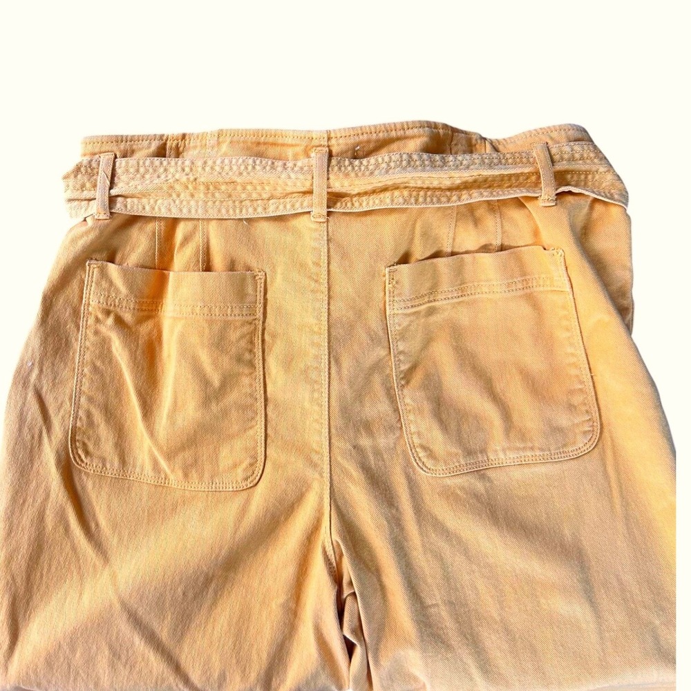 LOFT‎ Womens Mustard Yellow Paperbag Waist Tie Belt Cropped Pants Size 14 - Picture 3 of 7